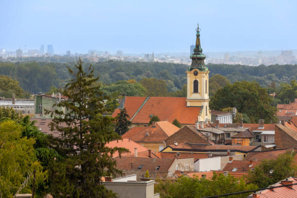 istock Belgrade, Serbia panoramic view with church, Zemun 1842154580