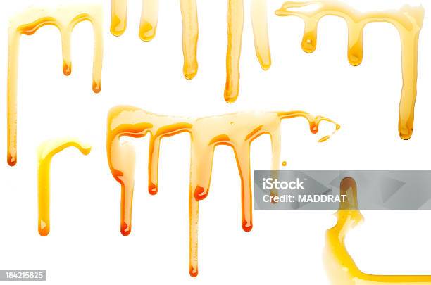 Caramel Syrup On White Background Stock Photo - Download Image Now - Drop, Syrup, Caramel