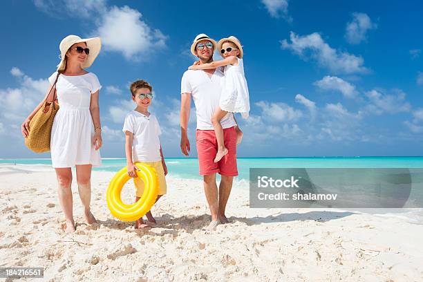 Family On A Tropical Beach Vacation Stock Photo - Download Image Now - Family, Beach, Caribbean