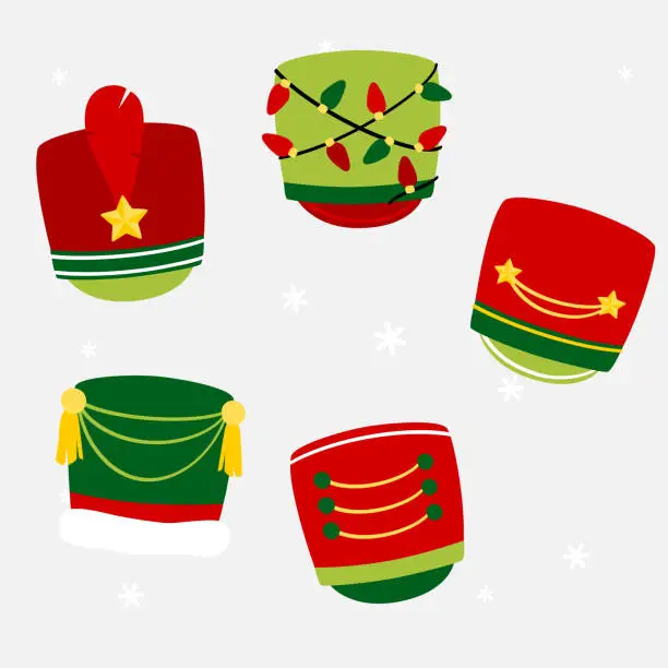 Vector illustration of Christmas nutcracker hat set