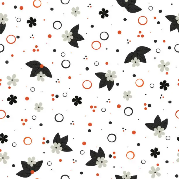 Vector illustration of Gray flowers isolated vector seamless pattern