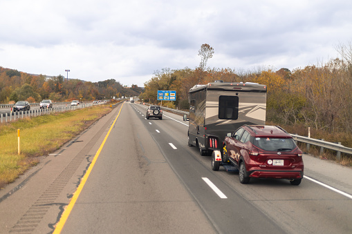 Burr ridge, Illinois, USA- 09.23.2023:rv camping trucks on highway road
