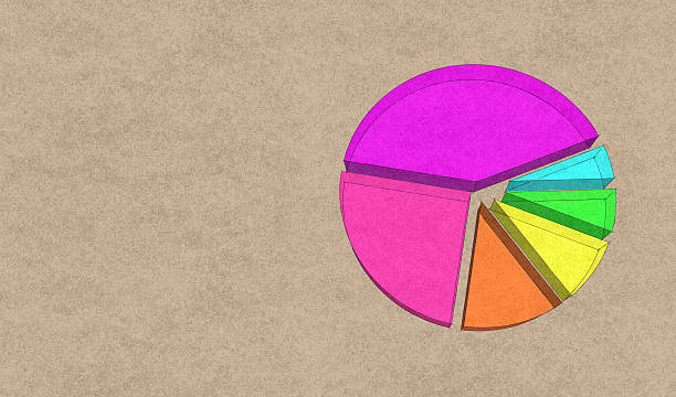 illustrazioni stock, clip art, cartoni animati e icone di tendenza di schizzo grafico a torta 3d con sfondo di carta - pie chart graph chart white background