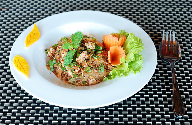 vermicelli spicy salad stock photo