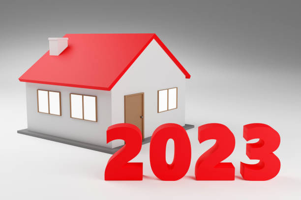istock Luxury red inscription 2023 on grey podium, soft light, smooth background, 3d rendering 1842264582
