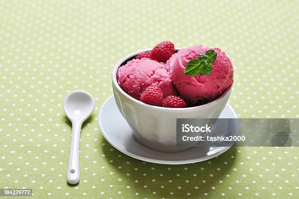 Raspberry Ice Cream Stock Photo - Download Image Now - Backgrounds, Berry Fruit, Dairy Product