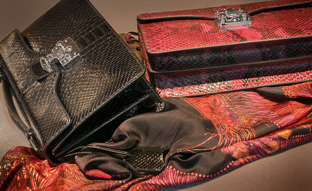 istock Luxury handbags and silk scarf 184234010