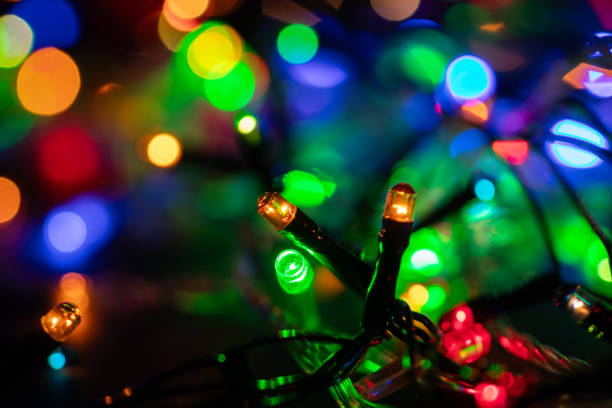 istock Christmas background with lights and free text space. Christmas lights border. 1842354940