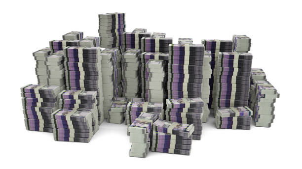 istock Big stack of Cambodian riel notes. A lot of money isolated on white background. 3d rendering of bundles of cash 1842367123