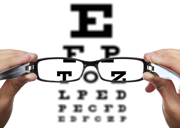 istock Glasses in front of eye test 184236781