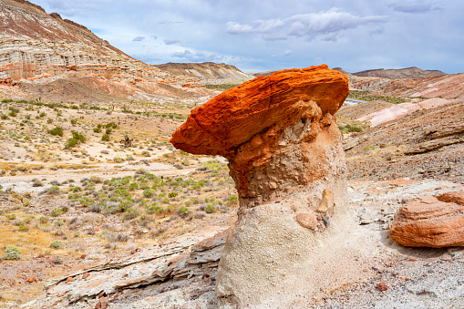 The colorful geological formations and cliffs of world heritage-listed Ischigualasto Provincial Park, San Juan Province, Argentina