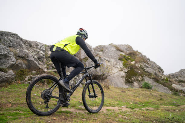 istock Mountain biker riding on the ridge 1842422441