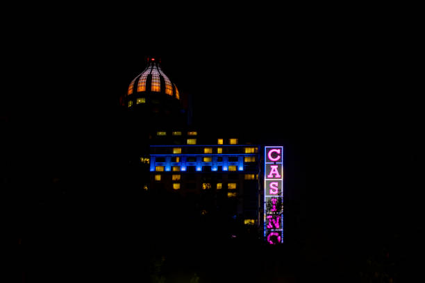 Casino just off Murray Street, Niagara Falls at night stock photo