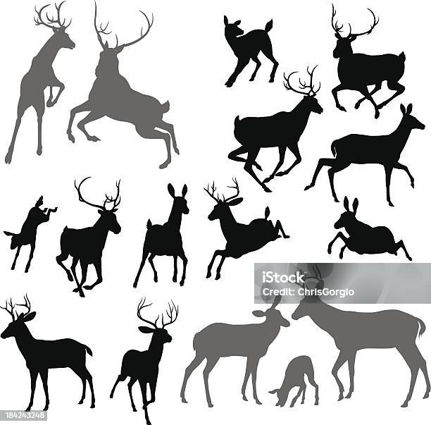 Deer Animal Silhouettes Stock Illustration - Download Image Now - Deer, Running, Stag