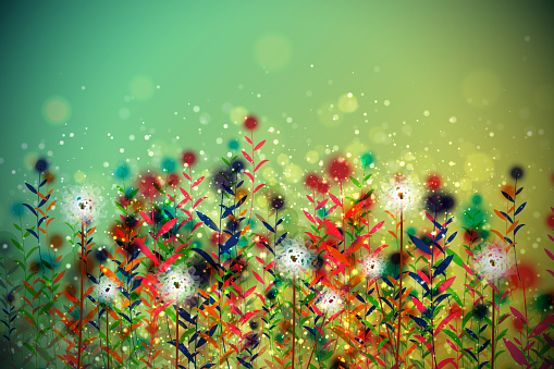 Abstract simply background with natural line arts - spring theme - stock illustration