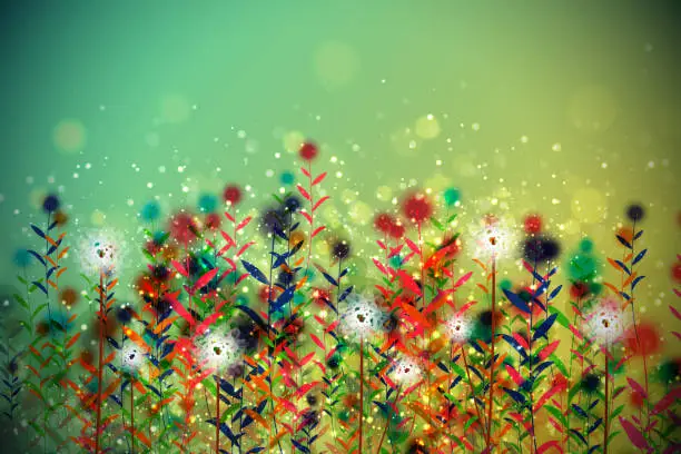 Vector illustration of Summer Flowers On A Meadow Concept