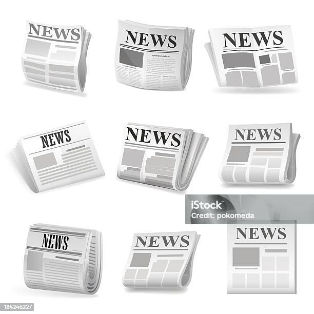 Newspaper Icon Vector Stock Illustration - Download Image Now - Article, Black Color, Broadsheet - Newspaper