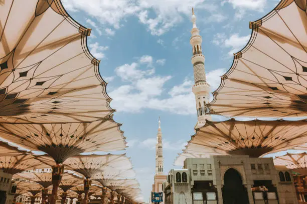 Medina Haram Piazza Shading Umbrellas or Al-Masjid An-Nabawi Umbrellas are convertible umbrellas erected at the piazza of Al-Masjid an-Nabawi in Medina, Saudi Arabia.[1] The shade of the umbrella is spread in the four corners, and the area covered by the shade extends to 143,000 square meters
