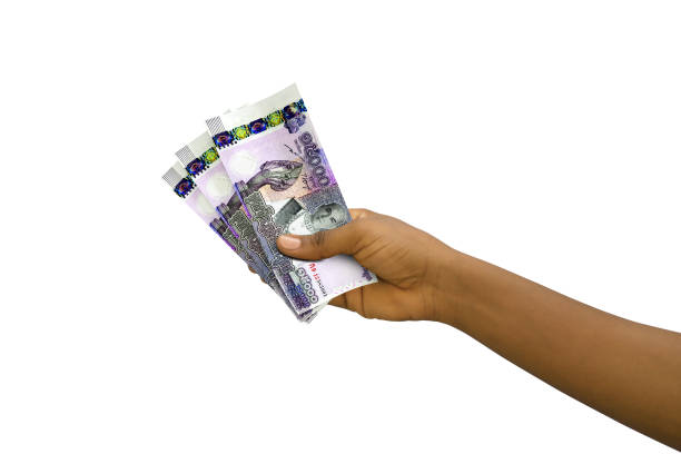 istock Fair hand holding 3D rendered Cambodian riel notes isolated on white background 1842479410
