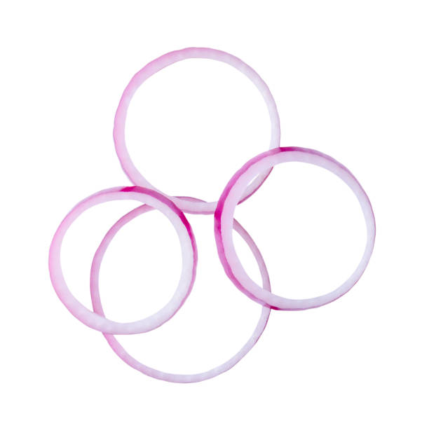 istock Red onion slices in stack isolated on white background with clipping path 1842504041
