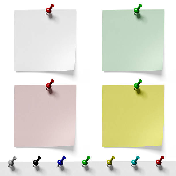 istock Pieces of paper pinned pushpin 184250821