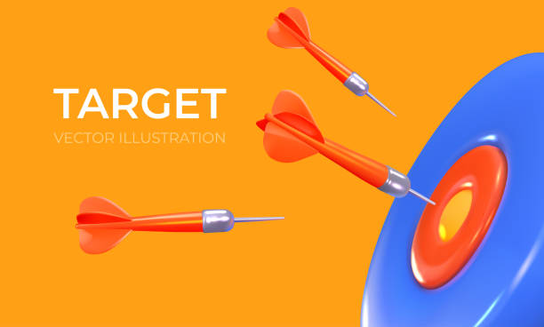 istock The target at which the darts are flying. Hitting the target. Darts. Marketing strategy. Vector 1842552050