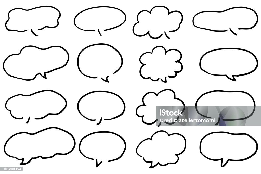 Simple Text Buttle Simple Handwritten Speech Bubble Set Stock Illustration - Download ...