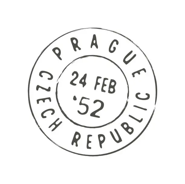 Vector illustration of Czech Republic Prague postage and postal stamp