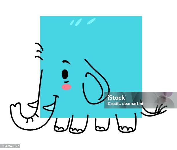 Eliphnol Math Cartoon Elephant Animal Character In Math Shape Stock Illustration ...