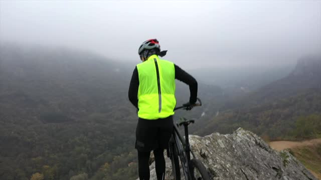 Mountain biker on the peak