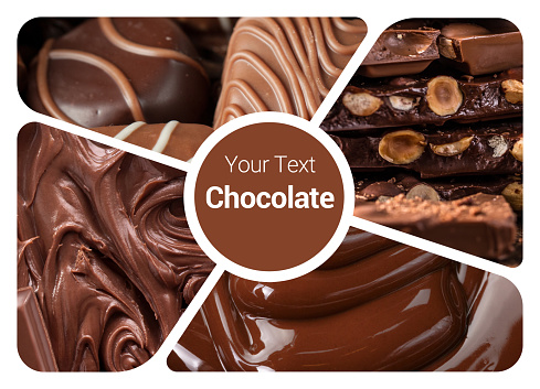 Chocolate Concept Photo Collage. Can be used for visual stand, display, brochures, flyer
