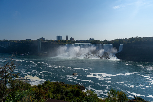 American Falls at Niagara viewed from the Canadian side of the River Niagara.