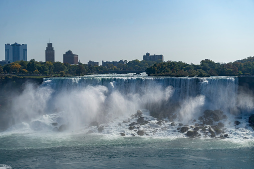 American Falls at Niagara viewed from the Canadian side of the River Niagara.