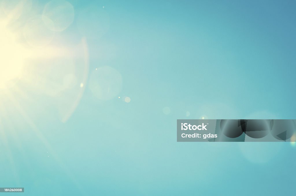 Summer sky with light flares Sunshine and blue sky with flares in summer Sunny Stock Photo