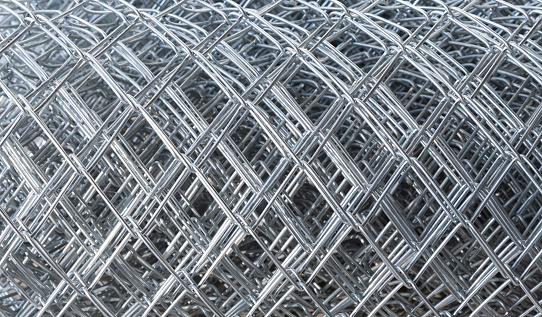 Close-up of Cages, grids, steel mesh for industrial use and animal-livestock raising.