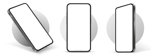 istock 3D realistic high quality smartphone mockup with isolated background. Smart phone mockup collection. Device front view. 3D mobile phone with shadow on white background. 1842609389