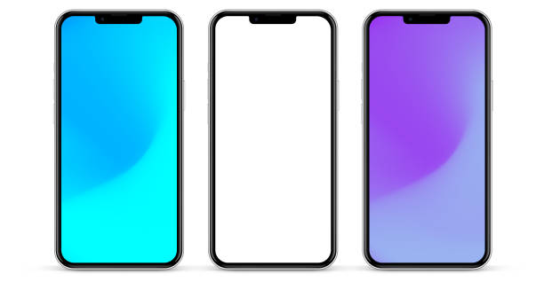 istock 3D realistic high quality smartphone mockup with isolated background. Smart phone mockup collection. Device front view. 3D mobile phone with shadow on white background. 1842610014