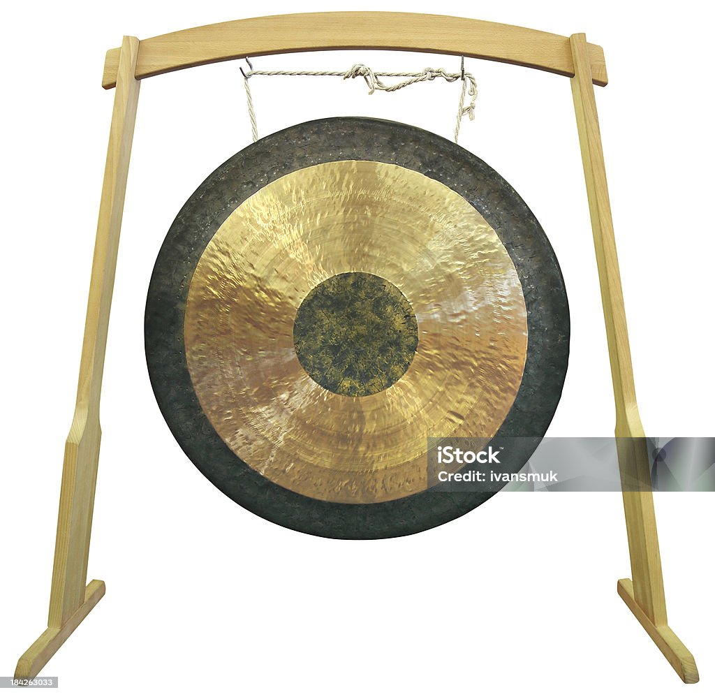 Gong Traditional oriental gong isolated on white background Gong Stock Photo