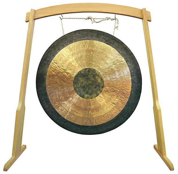 Gong Traditional oriental gong isolated on white background gong stock pictures, royalty-free photos & images