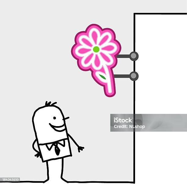 Man Standing Under A Florist Sign Stock Illustration - Download Image Now - Adult, Bush, Cartoon