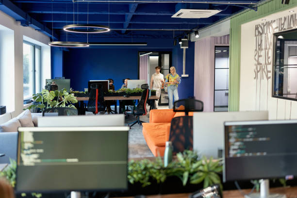 Modern people working in the IT company