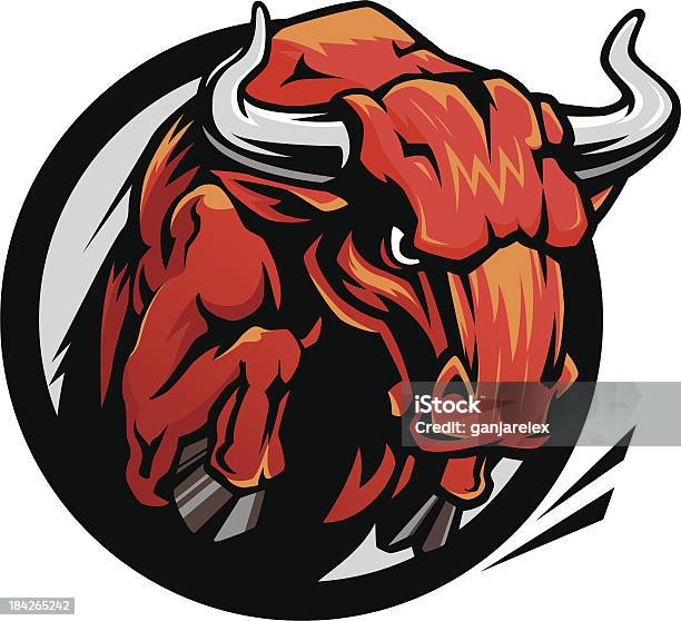 Bull Maskotka - Stockowe grafiki wektorowe i więcej obrazów Byk - Zwierzę płci męskiej - Byk - Zwierzę płci męskiej, Ogień, Szarżować