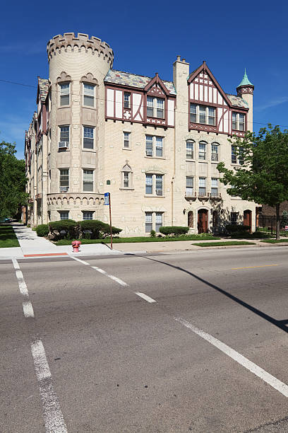 istock Tudor Revival Style Apartment Building in Chicago 184265864