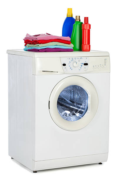 máquina de lavar roupa - liquid soap blue plastic textile imagens e fotografias de stock