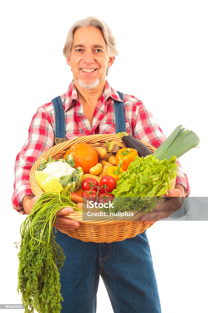 Agricultor isolado a branco - Royalty-free Cesto Foto de stock