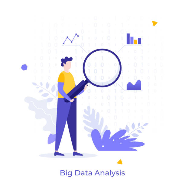 istock Analyst looking at digits and diagrams through magnifying glass. Concept of big data analysis, business analytics, statistical research. Modern flat colorful vector illustration for banner, poster. 1842676722