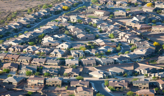 A view of a Tucson-area subdivision from above.