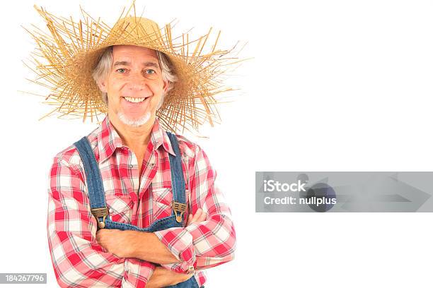 Farmer Isolated On White Stock Photo - Download Image Now - 50-59 Years, Adult, Adults Only