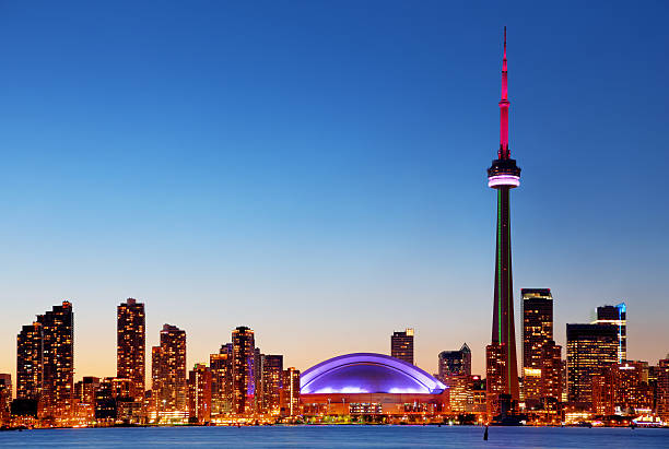 Colorful Toronto Cityscape at Sunset stock photo