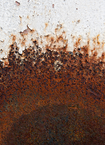 Old zinc wall, rusty, dirty isolated on white background with clipping path.